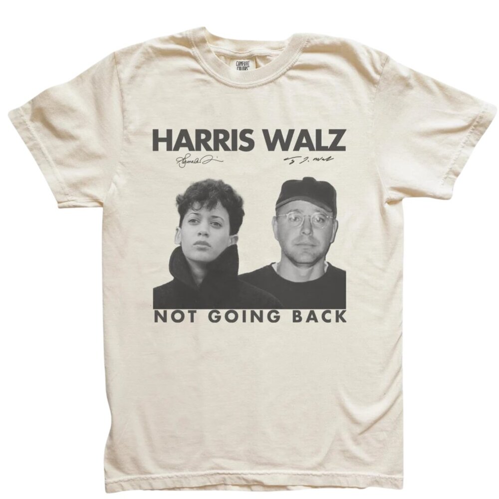 Harris Walz Not Going Back 80s Retro Photo 2024 Feminist Band T-Shirt